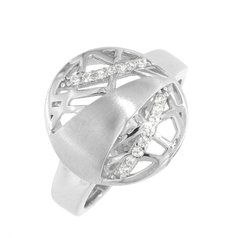 Stříbrný kulatý prsten se zirkony OR426041