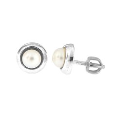 Stříbrné náušnice perla buton 5mm 438304