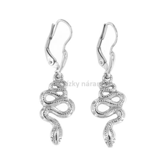 stříbrné náušnice hadi na patent 433187.jpg