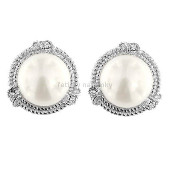 stříbrné náušnice klipsy s perlou SL435003.JPG