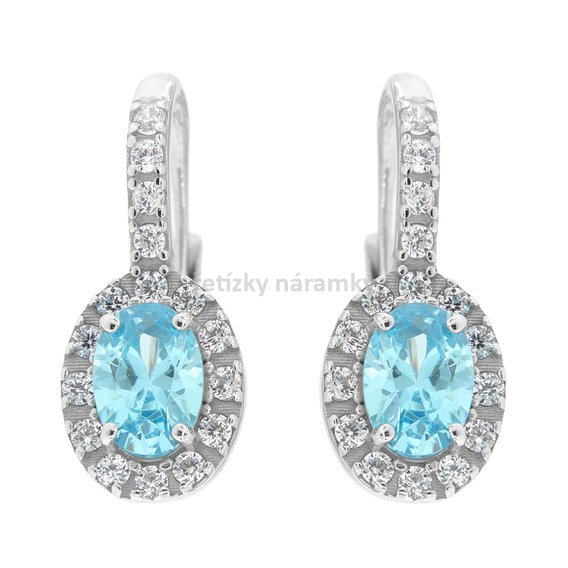stříbrné náušnice na patent KE370 swiss blue.jpg