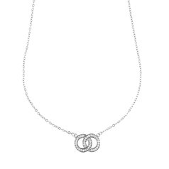 Stříbrný náhrdelník spojené kroužky L47661445