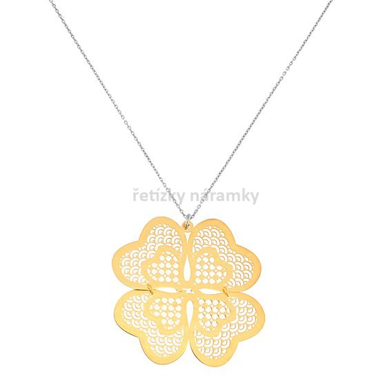 stříbrný náhrdelník pozlacený čtyřlístek.jpg