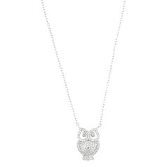 Stříbrný náhrdelník sova s bílými zirkony L47630446