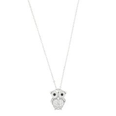 Stříbrný náhrdelník  sova s černýma očima L47615445