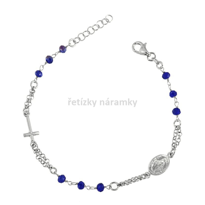 stříbrný náramek růženec modrý 16630120BLU.jpg