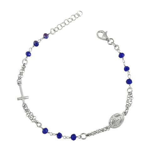 stříbrný náramek růženec modrý 16630120BLU.jpg