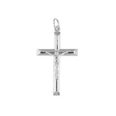 Stříbrný přívěsek kříž s Kristem břevno kulaté SP220059